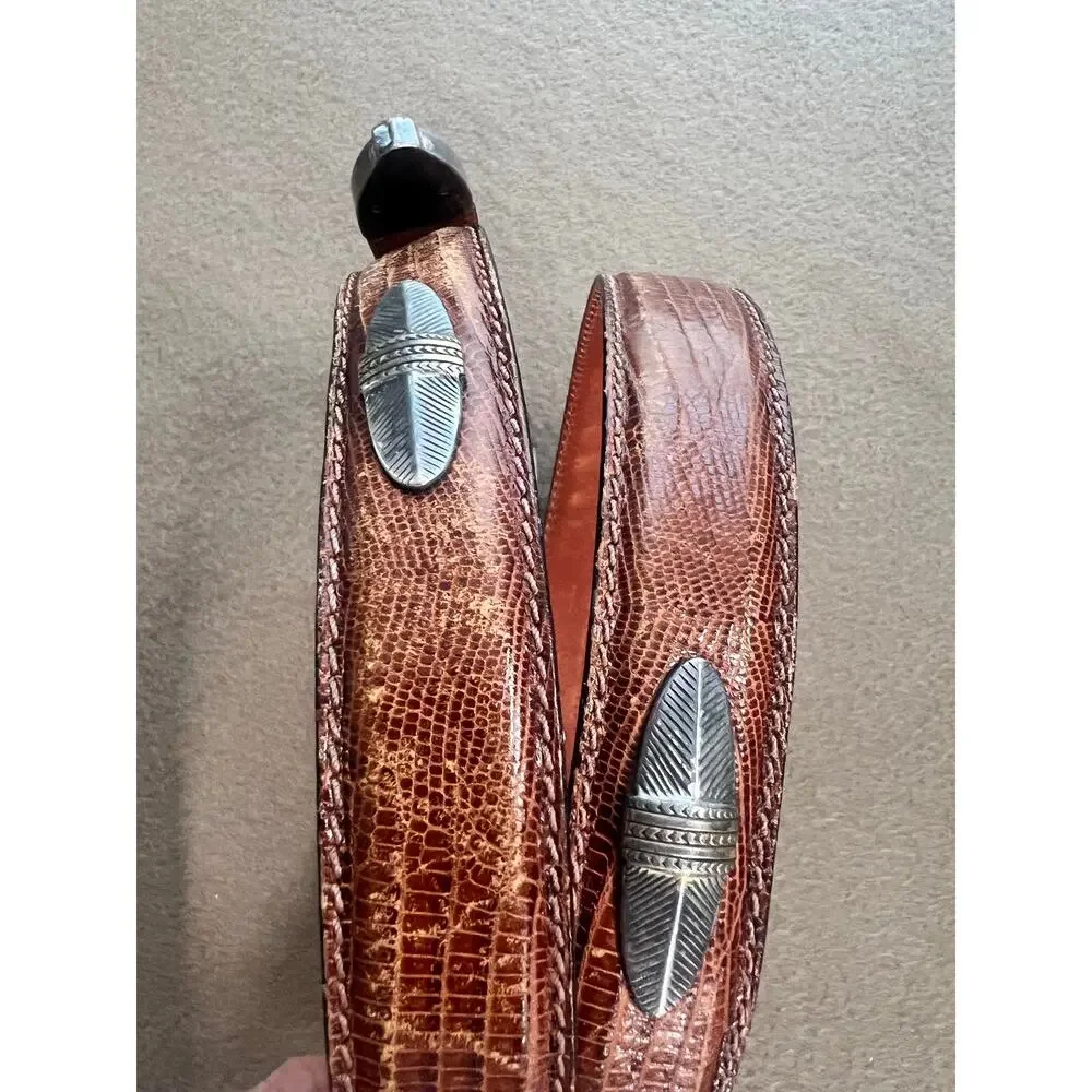 Bill Adler Brown Embosssed Western Leather Silver Concho Medallions Size 42